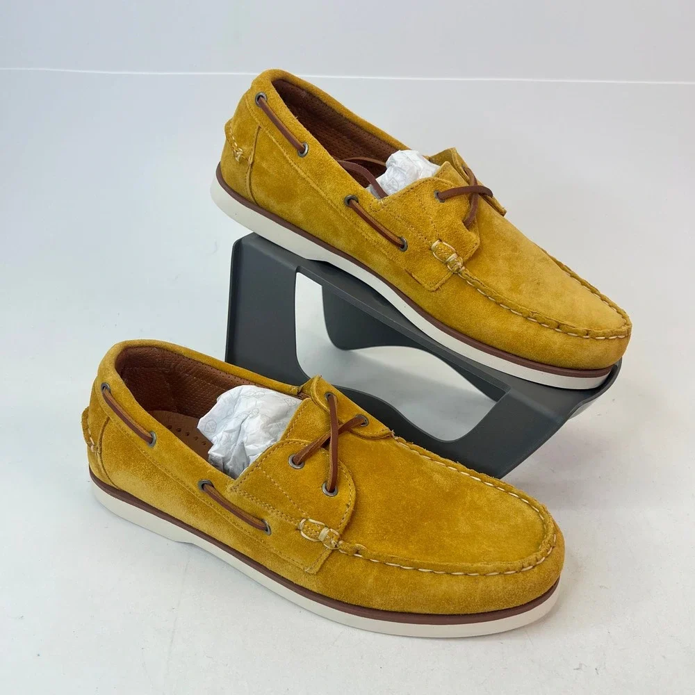 Allen Edmonds Force 10 Mens 9.5 D Yellow Suede Boat Shoes‎ Loafers